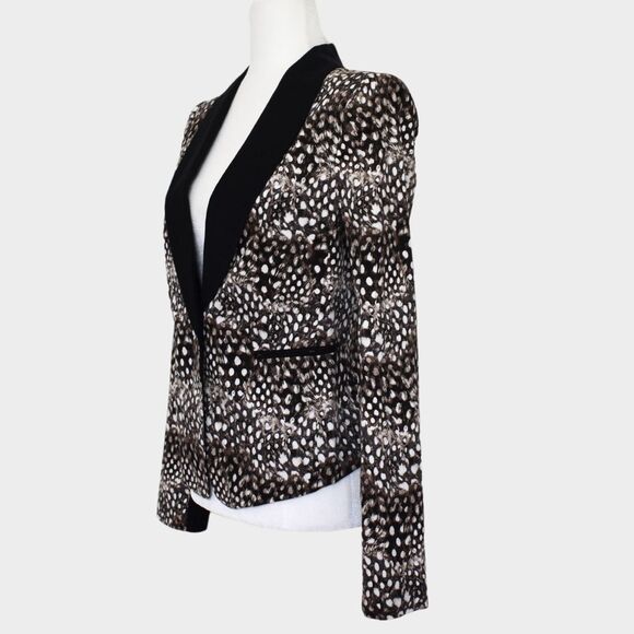 BCBGMAXAZRIA Bowie Abstract Feather Print Blazer Size M - Picture 3 of 9
